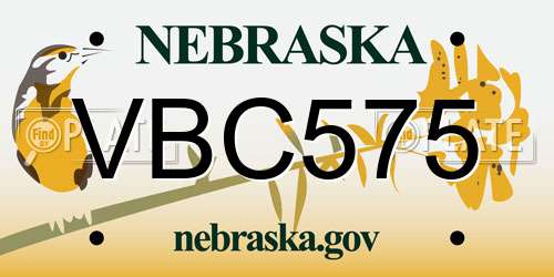 VBC575 Nebraska License Plate
