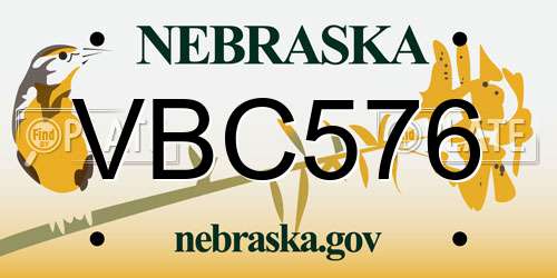 VBC576 Nebraska License Plate