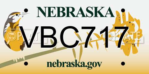 VBC717 Nebraska License Plate