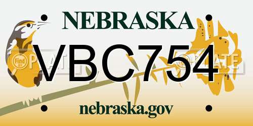 VBC754 Nebraska License Plate