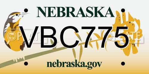 VBC775 Nebraska License Plate