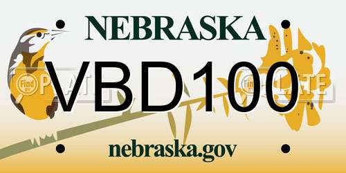 VBD100 Nebraska License Plate