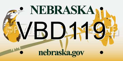 VBD119 Nebraska License Plate