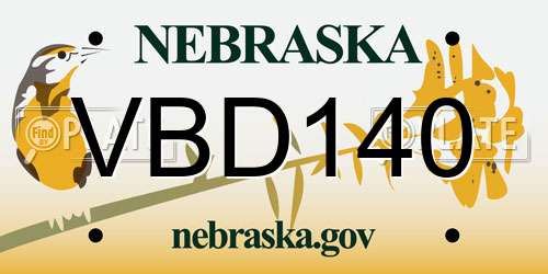 VBD140 Nebraska License Plate