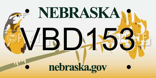 VBD153 Nebraska License Plate
