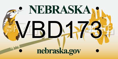 VBD173 Nebraska License Plate