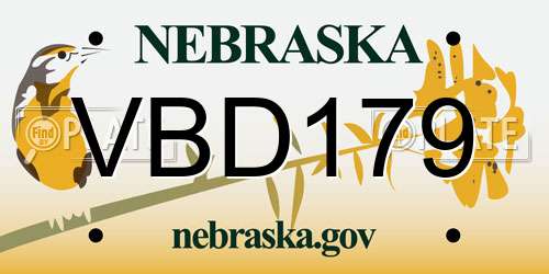 VBD179 Nebraska License Plate