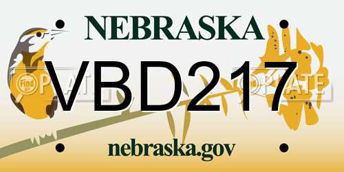VBD217 Nebraska License Plate