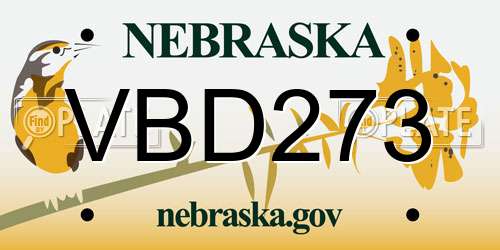 VBD273 Nebraska License Plate