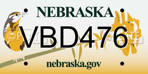 VBD476 Nebraska License Plate