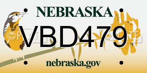 VBD479 Nebraska License Plate