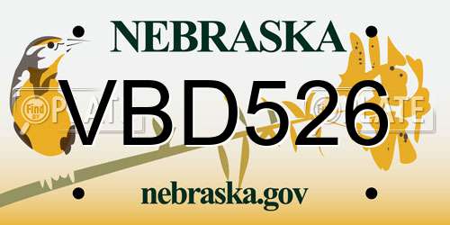 VBD526 Nebraska License Plate