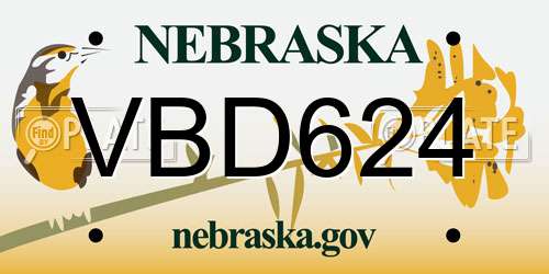 VBD624 Nebraska License Plate