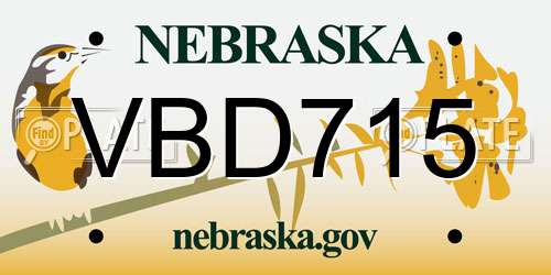 VBD715 Nebraska License Plate