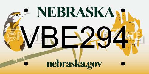 VBE294 Nebraska License Plate