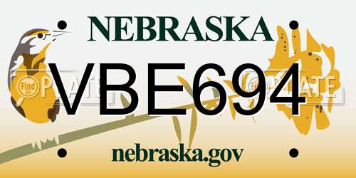 VBE694 Nebraska License Plate