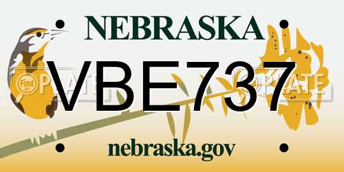 VBE737 Nebraska License Plate