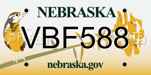 VBF588 Nebraska License Plate