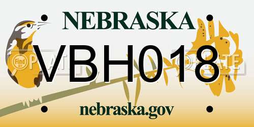 VBH018 Nebraska License Plate