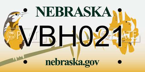 VBH021 Nebraska License Plate