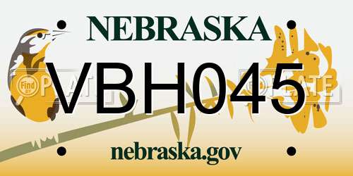 VBH045 Nebraska License Plate