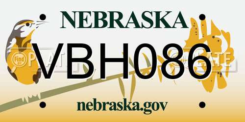 VBH086 Nebraska License Plate