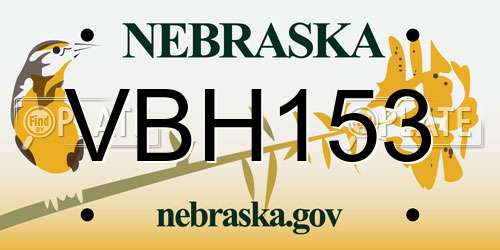 VBH153 Nebraska License Plate