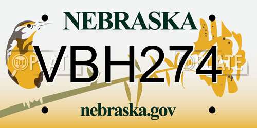 VBH274 Nebraska License Plate