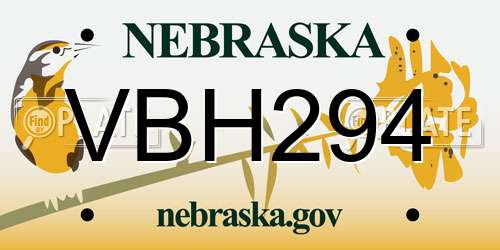 VBH294 Nebraska License Plate