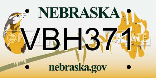 VBH371 Nebraska License Plate