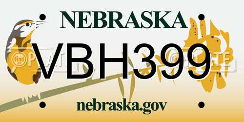 VBH399 Nebraska License Plate
