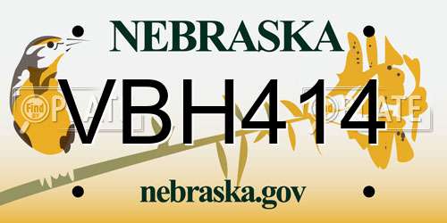 VBH414 Nebraska License Plate