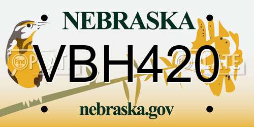 VBH420 Nebraska License Plate