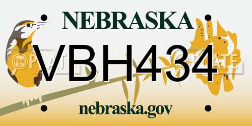 VBH434 Nebraska License Plate