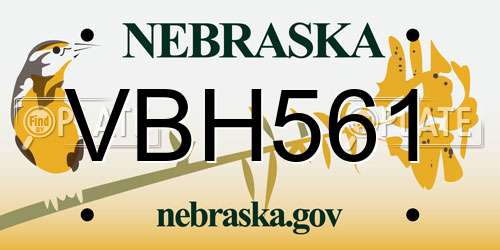 VBH561 Nebraska License Plate