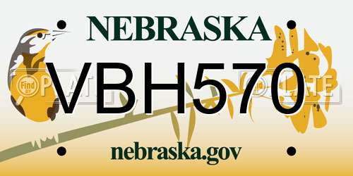 VBH570 Nebraska License Plate
