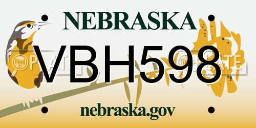 VBH598 Nebraska License Plate