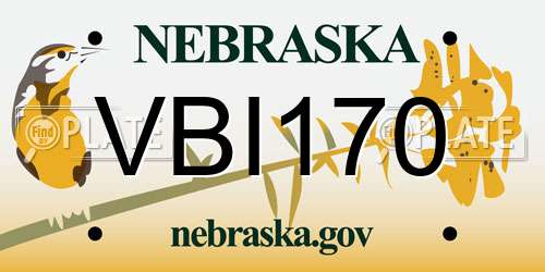 VBI170 Nebraska License Plate