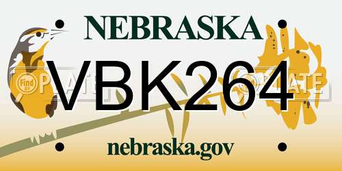 VBK264 Nebraska License Plate