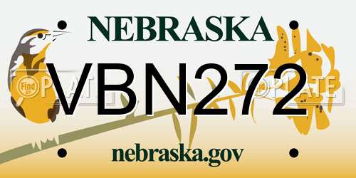 VBN272 Nebraska License Plate