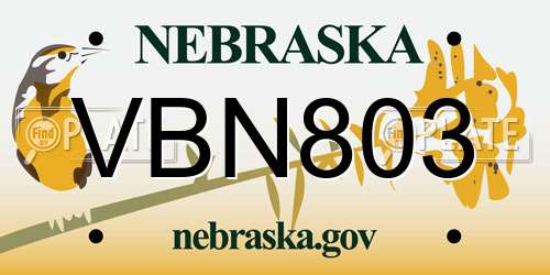 VBN803 Nebraska License Plate