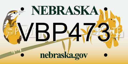 VBP473 Nebraska License Plate