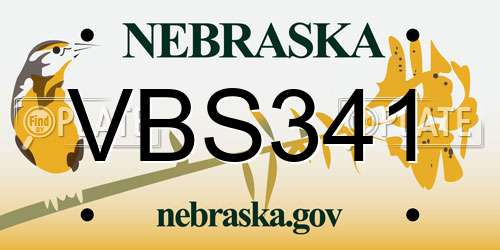 VBS341 Nebraska License Plate