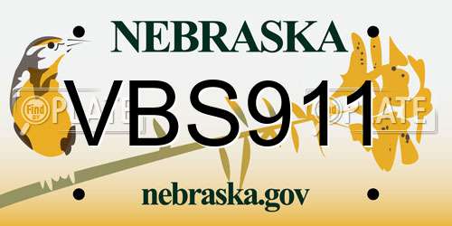 VBS911 Nebraska License Plate