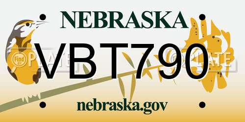 VBT790 Nebraska License Plate