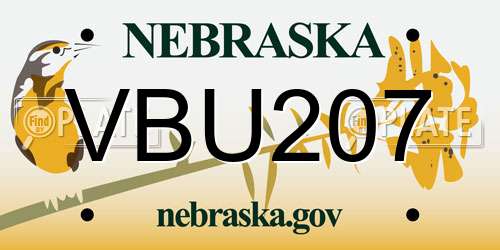 VBU207 Nebraska License Plate