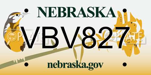 VBV827 Nebraska License Plate