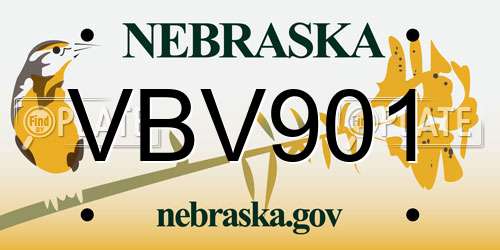 VBV901 Nebraska License Plate