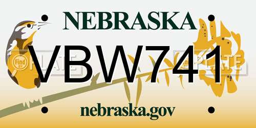 VBW741 Nebraska License Plate