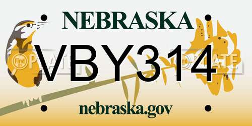 VBY314 Nebraska License Plate